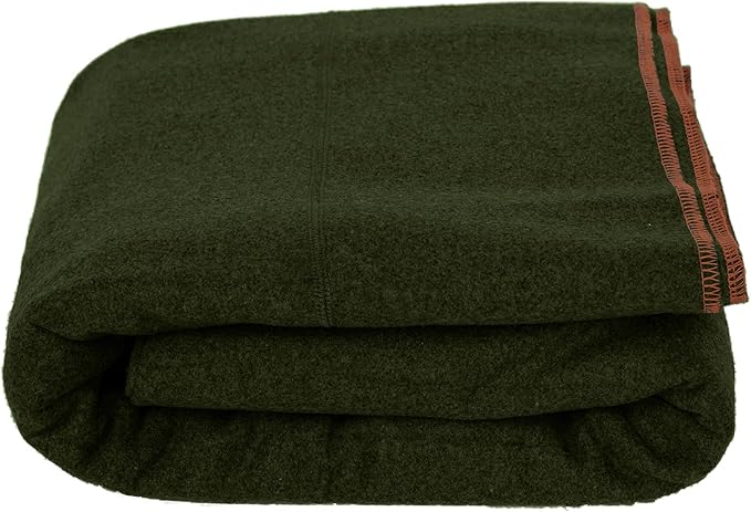 Peryiter 2 Pcs Military Wool Blanket Large 64" x 88" Camping Blanket Survival 3.3 Lbs Each Thick Thermal Washable Emergency Blanket for Outdoors Sporting Events Survival Kits (Wine Red, Army Green)
