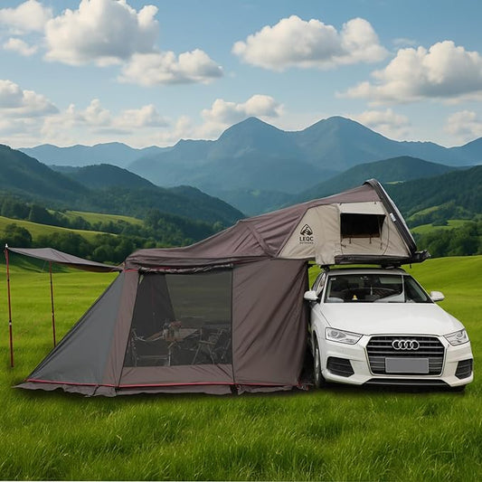 Rooftop Tent Hard Shell – Waterproof Car Tents with Modular Annex Room, Skylight & Rear Awning, Easy Up Roof with Ladder, 2–3 Person Tents for Overlanding & Car Camping