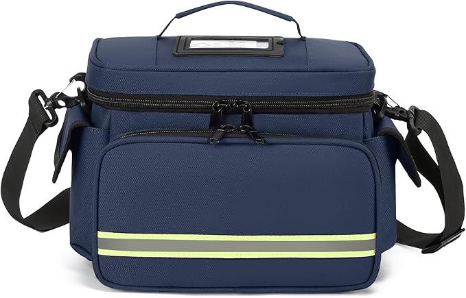 Medical Bag Empty First Aid Bag Home Health Nurse Bag, First Aid Storage, Medical Supplies Responder for Nursing Student,Therapist,Doctors Blue