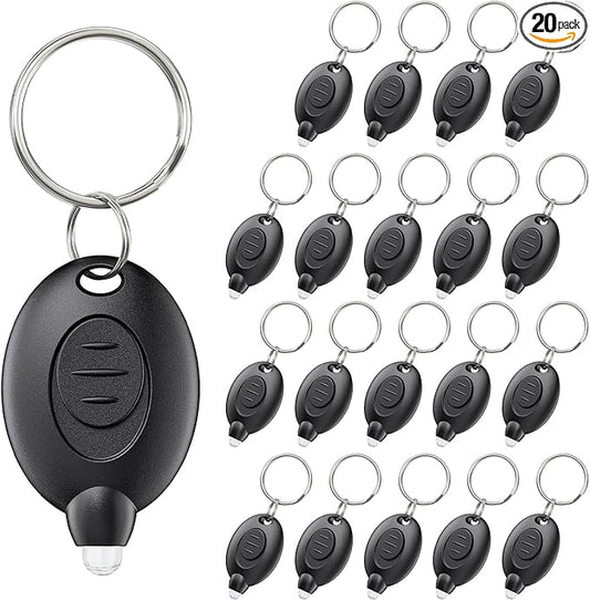 Uniclife 20 Pack LED Keychain Flashlight Mini LED Keychain Light 12 Lumen Portable Ultra Bright Battery Powered Key Ring Torch for Outdoor Camping Hiking and Emergency Lighting, Black