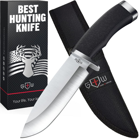 Hunting Knife with Sheath Survival Knives for Men - Best Tactical Camping Hunting Hiking Knife