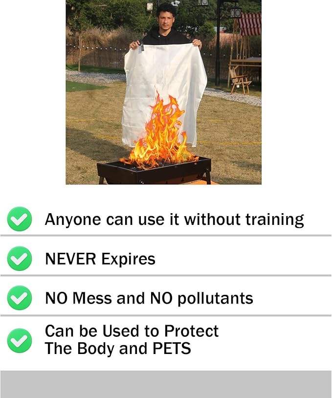 Emergency Fire Blanket for Home and Kitchen- White-B 4Pack 39.3"x39.3" Fiberglass Fire Blankets Emergency for House Fireplace, Grill, BBQ,Camping Car,Ship,Warehouse Emergency Survival Safety