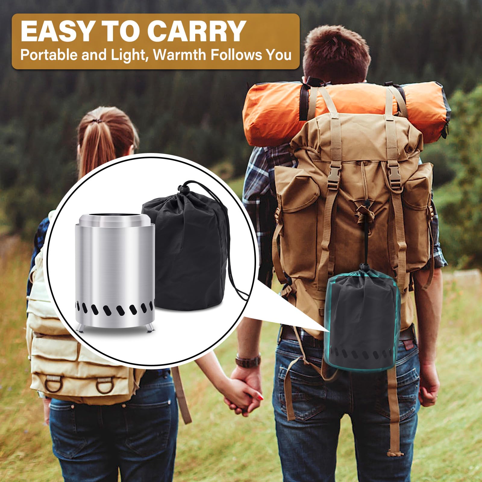 HGD Tabletop Fire Pit, Smokeless Firepit Outdoor, Mini Fire Pit for with Carry Bag for Camping