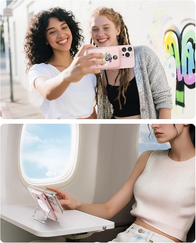 iWALK Magnetic Portable Charger 5,000mAh, Wireless Power Bank with Mirror & Foldable Stand, Ultra Slim Battery Pack with USB-C Cable, MagSafe Compatible for iPhone 17/16/16 Plus/16 Pro/15/14/13/12
