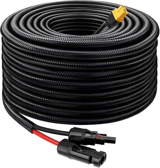 Solar to XT60 Cable 10AWG 50FT Solar Connector to XT60 Adapter Cable for Solar Panel to Battery RV Portable Power Station Solar Generator - 50 Foot