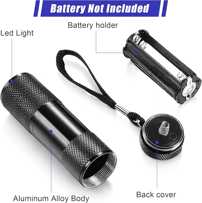 Roceei 10 Pieces UV Blacklight Flashlights, LED Light, Handheld, Mini Light Torch Detector, Portable UV Flashlight Torch for Pets Stains Urine (Purple Light)