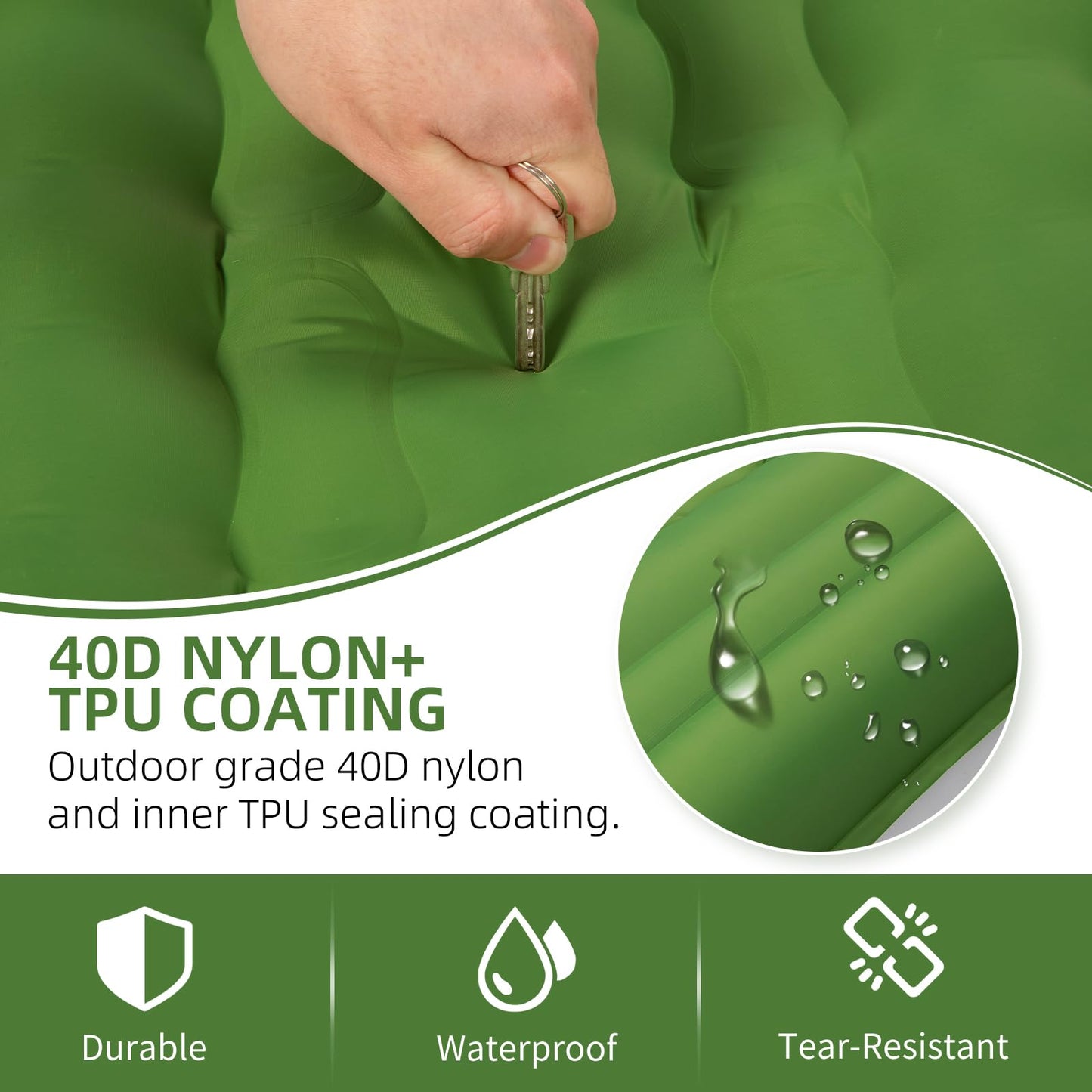 FNARMW Camping Sleeping Pad, Extra Thick 5 Inch Camping Mat with Pillow Built-in Foot Pump