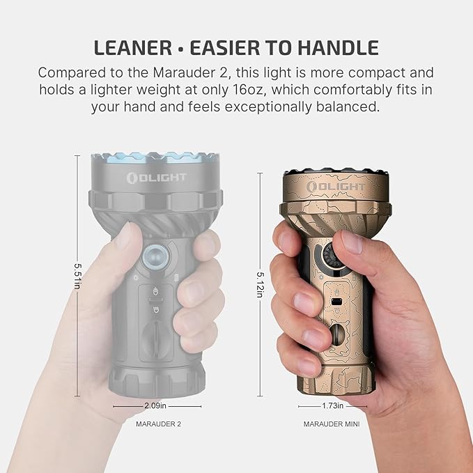 OLIGHT Marauder Mini 7,000 Lumens Bright Flashlight with 600 Meters Beam Distance, Powerful RGB Lights, Magnetic Rechargeable for Outdoors Work, Hunting, and Searching(Desert Terrain)