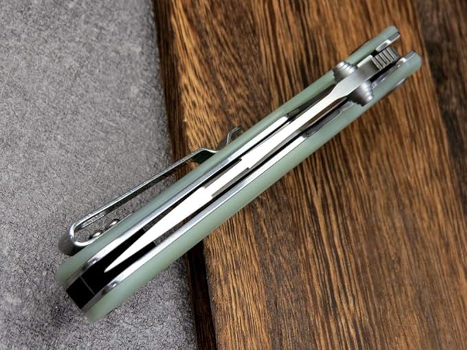 Eafengrow EF967 Pocket Folding Knife with Pocket Clip Fast Opening Ball Bearing Folder G10 Handle D2 Blade EDC Tactical Knife for Outdoor Camping Hiking(Jade)