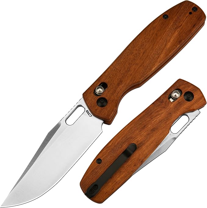 CJRB Prado Folding Pocket Knife 3.76" AR-RPM9 Sand Polish Steel Blade Rosewood Handle Crossbar Lock for Men Outdoor, Survival, Camping and EDC, J1936