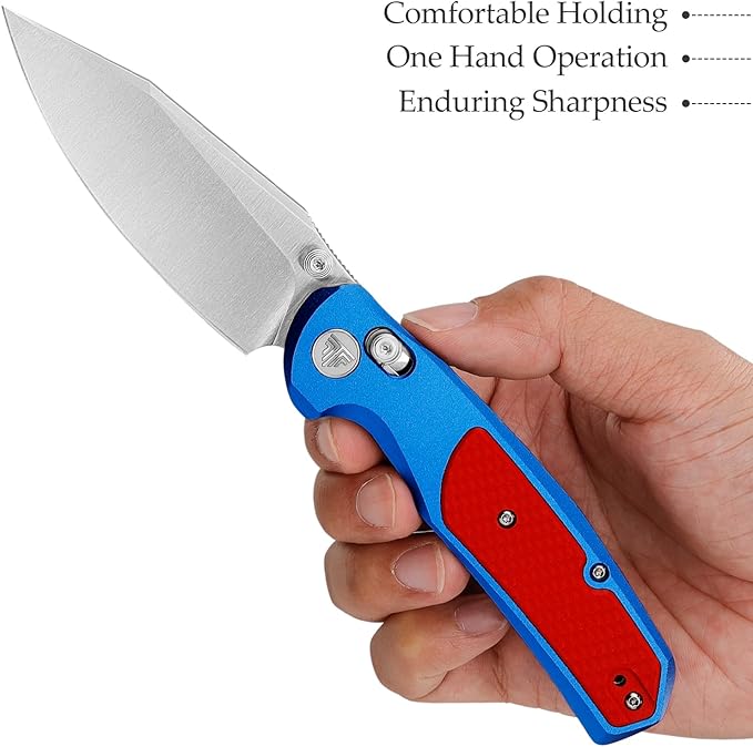 Axis Knivesï¼?.34??Folding Knife for Men, EDC Pocket Knife with Clipï¼?4C28N Steel Blade, Thumb Stud ，Aluminium & G10 Handle. Hiking Camping Tool，Hornet-08L