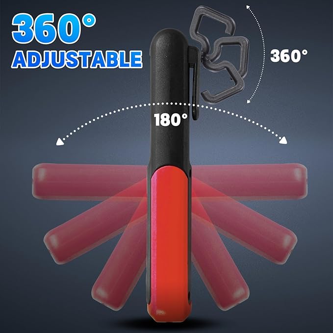2 PCS Rechargeable LED Work Light with Magnetic Base Portable Task Inspection LED Work Light is Small and Reliable and Super Bright, for Tool Gifts for Men(Red)