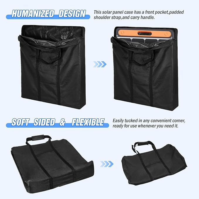 Solar Panel Storage Bag Compatible with Jackery Solars Panel 100 Watt,Waterproof Solar Panel Bags,Dustproof Carrying Case with Pocket,21.7''L x3.9''W x 25.6''H(Bag Only)