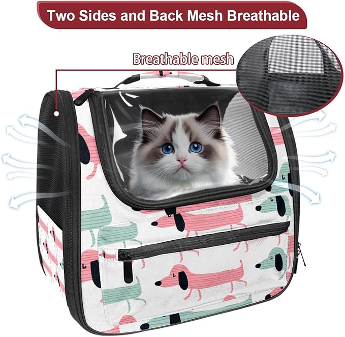 Funny Dachshund Dogs Pet Carrier Airline Approved Pet Carrier Bag Dog Carrier for Small Medium Cats Dogs Puppies Kitten