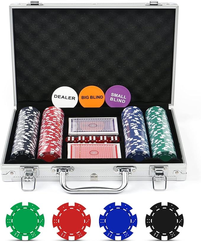 NOLIE Casino Poker Chip Set 200 300 PCS with Aluminum Case for Gambling(11.5 Gram)