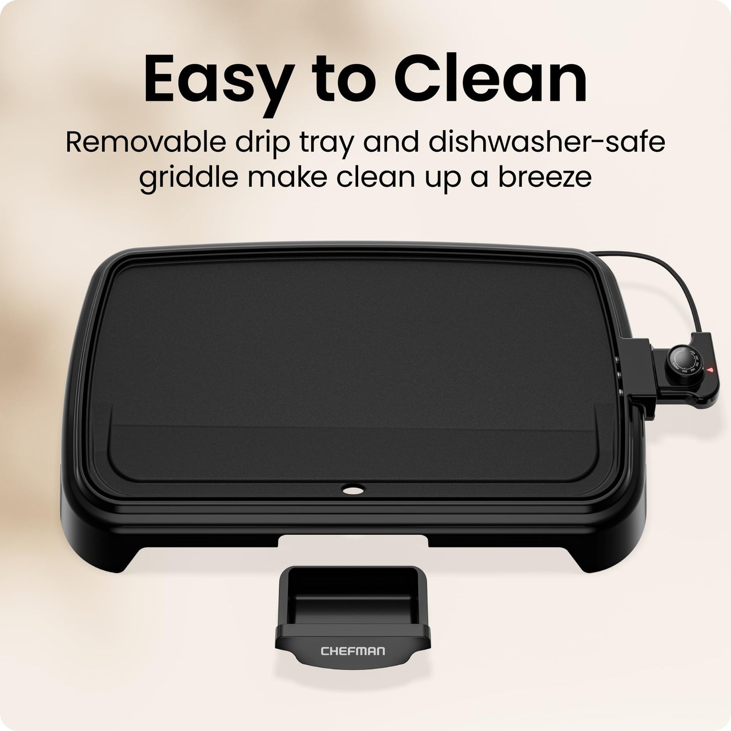 Chefman XL Electric Griddle with Removable Temperature Control, Immersible Flat Top Grill, Burger