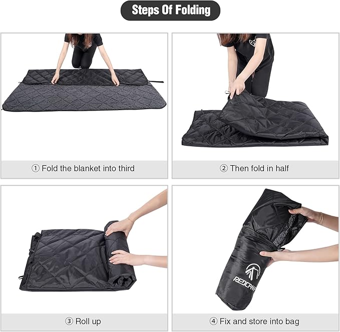 REDCAMP Waterproof Stadium Blanket with Sherpa Lining, Cold Weather Car Blanket Windproof for