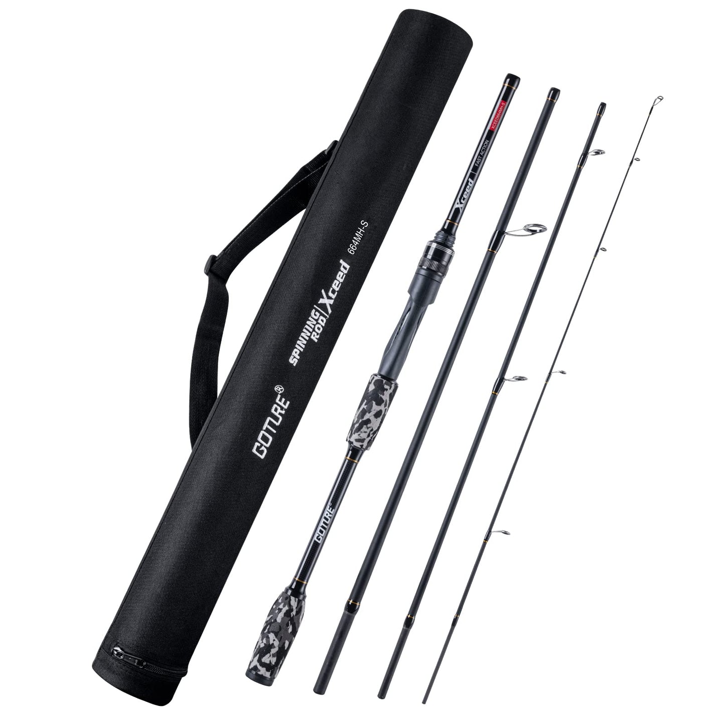 Fishing Rods Spinning Travel Fishing Pole Pack case Portable 4 Sections ulLight Weight Carbon Fiber