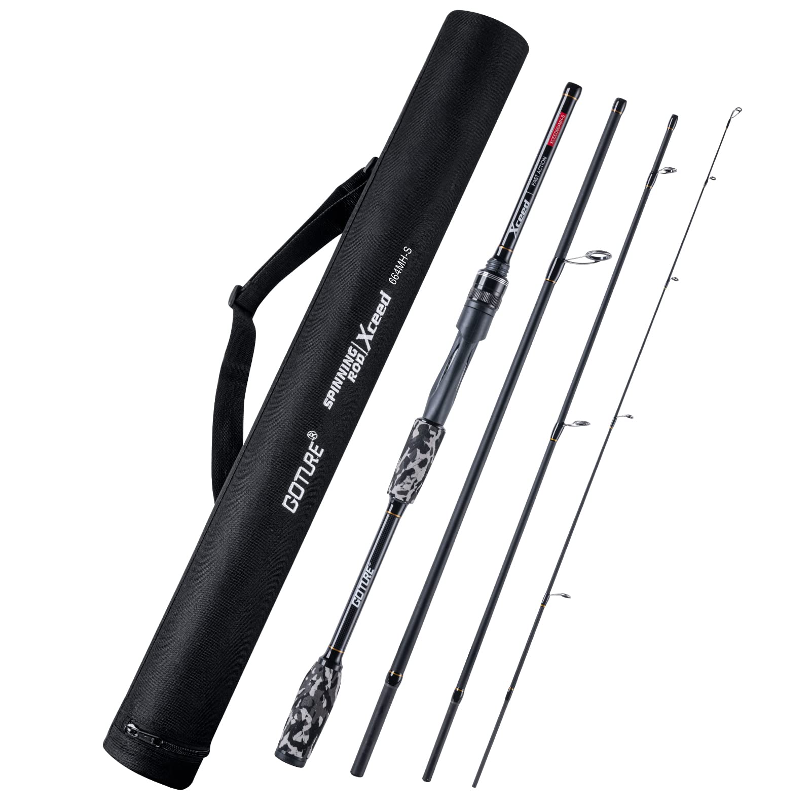 Fishing Rods Spinning Travel Fishing Pole Pack case Portable 4 Sections ulLight Weight Carbon Fiber