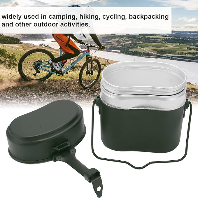 Military Mess Tin, Aluminium 180℃ Temperature Resistant Military Lunch Box Cookware Mess Kit Pots Pans Set for Outdoor Camping Hiking Picnic BBQ