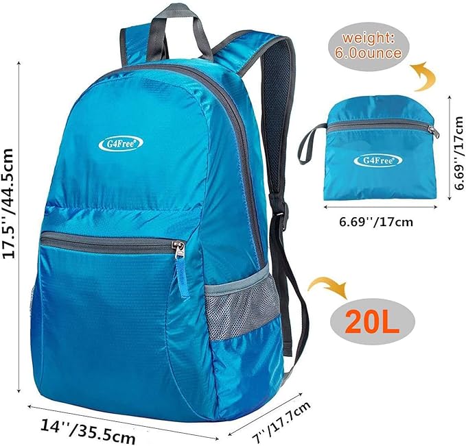 G4Free 20L Lightweight Packable Backpack Travel Hiking Daypack Foldable Backpack for Men Women