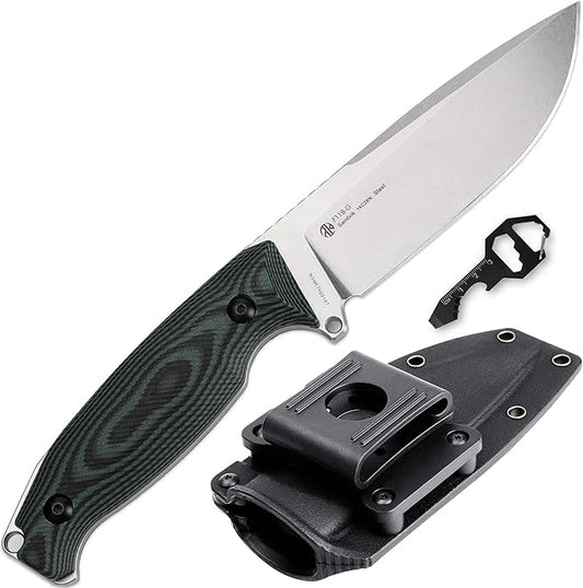 Ruike Camping Small Fixed Blade Knife with Sheath 360 Rotate, 14c28n Tactical Full-tang Large Big Stainless Steel,Hunting Survival Bushcraft Top Hiking Tool,Men EDC Outdoor Belt Hidden Horizontal Case