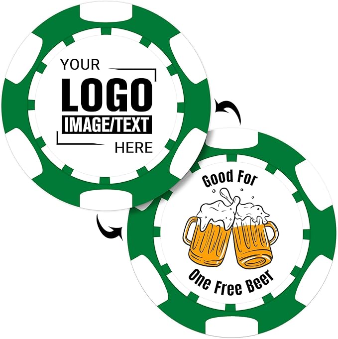 Custom Poker Chips 50 Pcs, Personalized Full Color Chips with Your Logo, Text, or Design, 11.5g Casino Chips for Gifts, Business Cards and Events