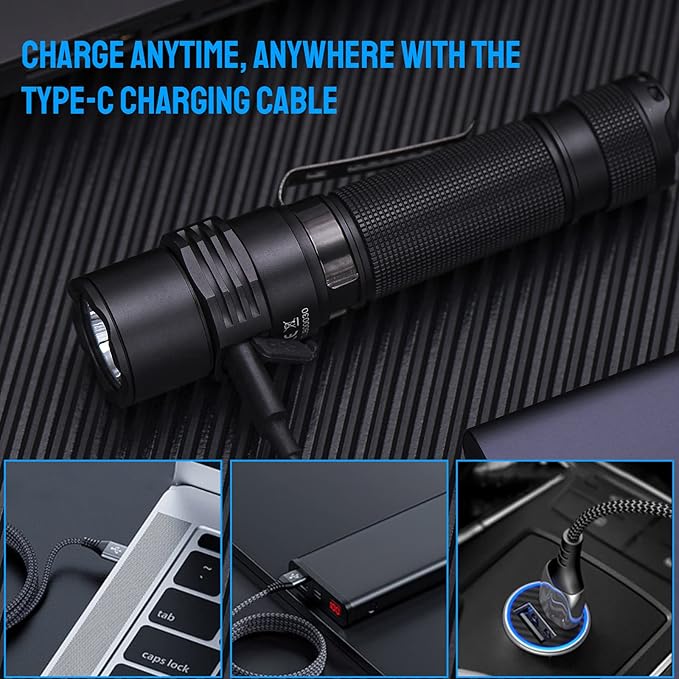 TrustFire T11R Rechargeable LED Tactical Flashlight, 1800 Lumens, Waterproof, Dual Switch, 22 Hours Battery Life