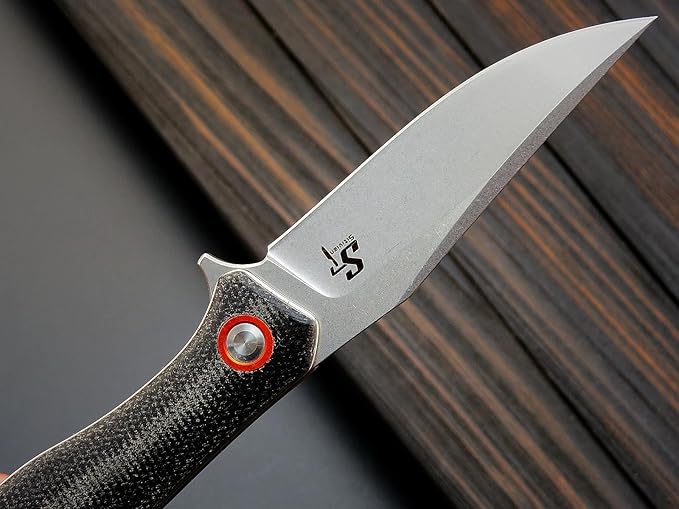 Sitivien ST112 Folding Knife, D2 Blade and Micarta Handle EDC Tool Knife with Pocket Clip for Outdoor Camping Hiking Survival(Black)