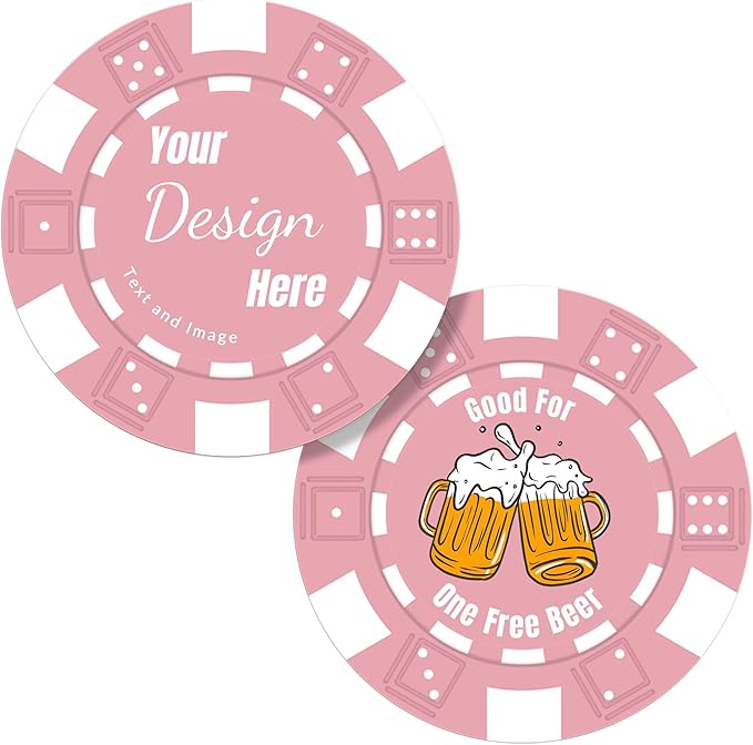 50 Custom Poker Chips,Personalized with Your Logo Image or Text,11.5g Clay Casino Chips for Events or Gifts
