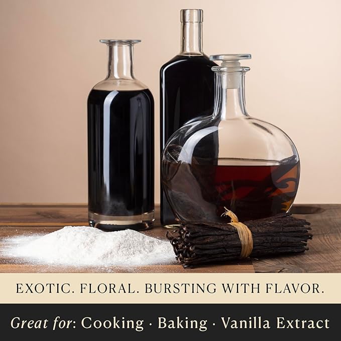 Cook?™s, Tahitian Organic Vanilla Beans, Grade A, World?™s Finest Gourmet Fresh Premium Vanilla, Certified Organic by CCOF, 3 Whole Beans
