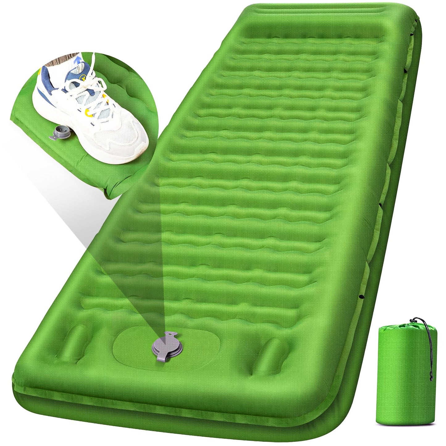 FNARMW Camping Sleeping Pad, Extra Thick 5 Inch Camping Mat with Pillow Built-in Foot Pump