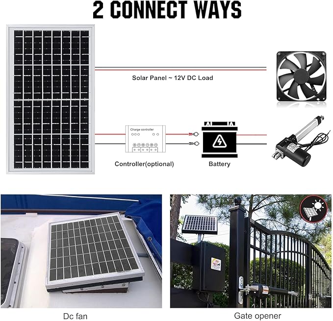 12V 10W Monocrystalline Solar Panel Battery Charger Portable for Vehicle Gate Opener Electrical Fence Chicken Coop Lawn Tractor Boat (1, 10W)