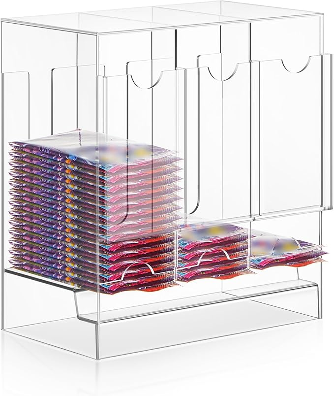 1 Pcs Acrylic Booster Pack Dispenser, Card Dispenser Storage and Organizer, for Trading Card, Booster Packs, Sports & More (3 Slots)