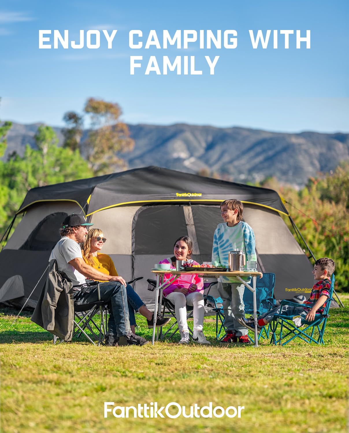 FanttikOutdoor Zeta C10 Pro 10 Person Tent for Camping Setup in 60s (Khaki)