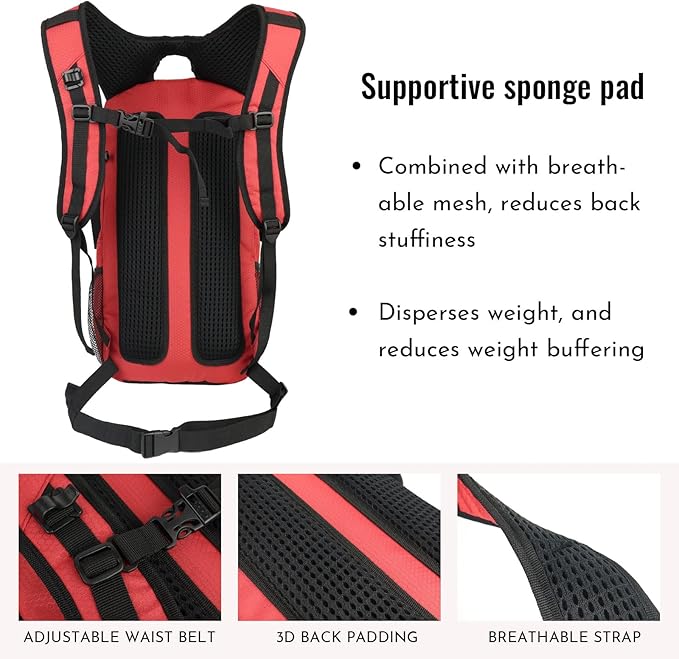 Zavothy 18L Multipurpose Hiking Backpack with 3L Water Bladder ??Durable Hydration Backpack with Insulated Bladder Compartment, Hidden Helmet Holder & Rain Cover ??for Hiking, Commuting, and Camping