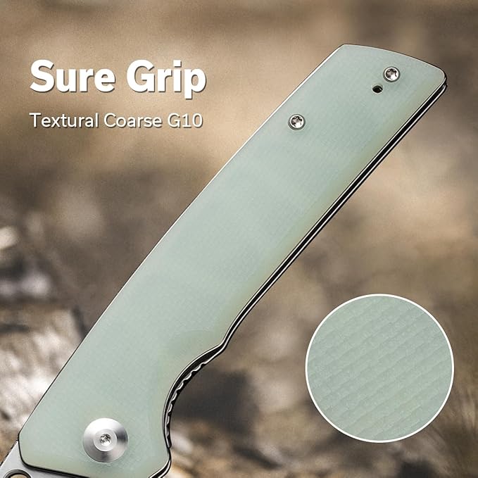 SENCUT GlideStrike Pocket Knife for EDC, Folding knife with Thumb Hole Openning, Textural Coarse G10 Handle with Deep Pocket Clip, Ideal Gift for Men Women S23018-2 (Natural)