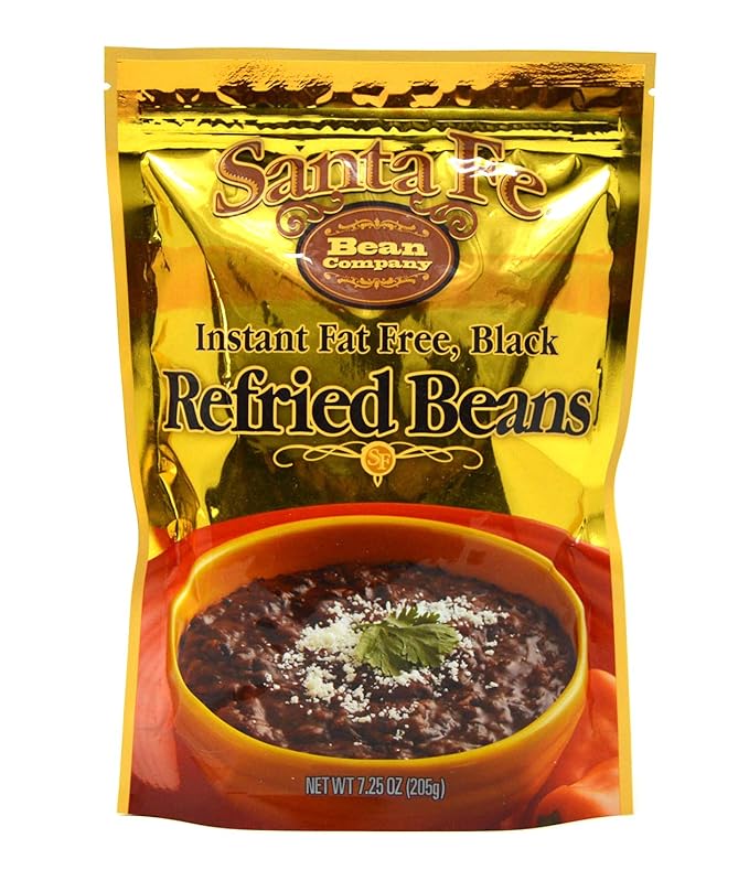 Santa Fe Bean Company Instant Fat Free Black Refried Beans 7.25-Ounce (Pack of 8) Instant Black Bean Refried Beans; All Natural; High in Fiber; Fat Free; Gluten-Free