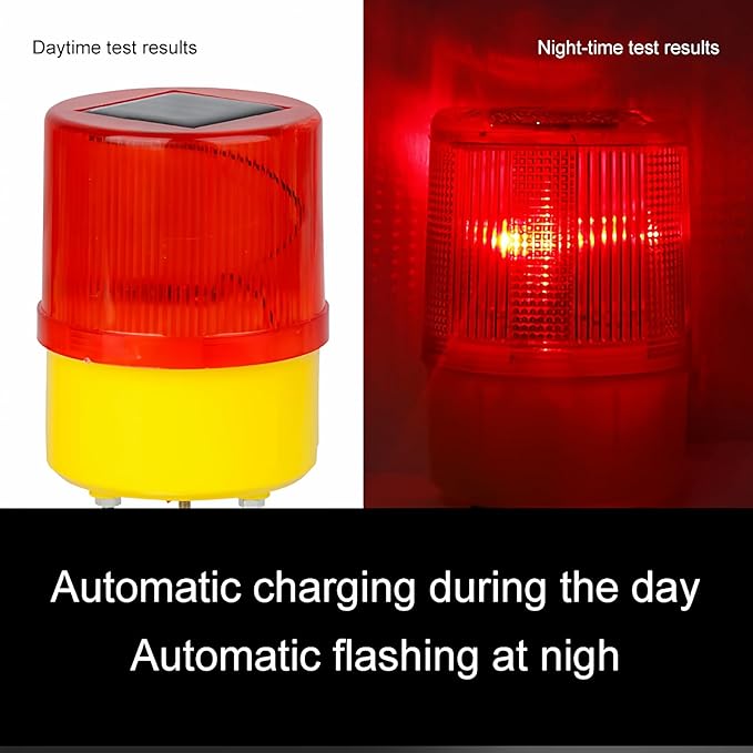 Solar Red Strobe Light: Super Bright Solar Emergency Strobe Warning Light, CHKL Flashing Barricade Safety Road Construction Traffic Flashing IP48 Waterproof