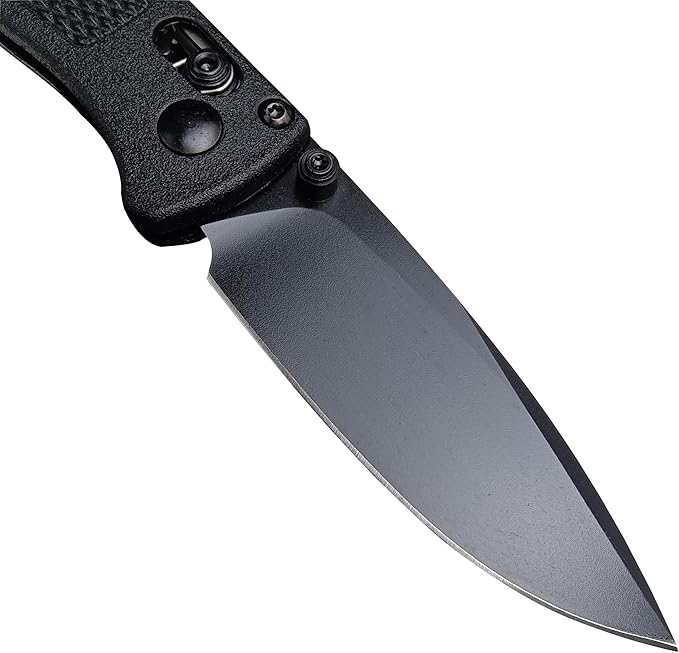 HUAAO Mini Folding Pocket Knife, Plain Edge, Thumb Stud Manual Open, Glass Reinforced Nylon Grivory Handle with Belt Clip for EDC Camping (black blade)