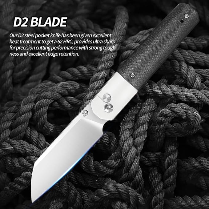 ioko Folding Pocket Knife, Stainless Steel Blade, Black G10 Handle, Modern Design (black)