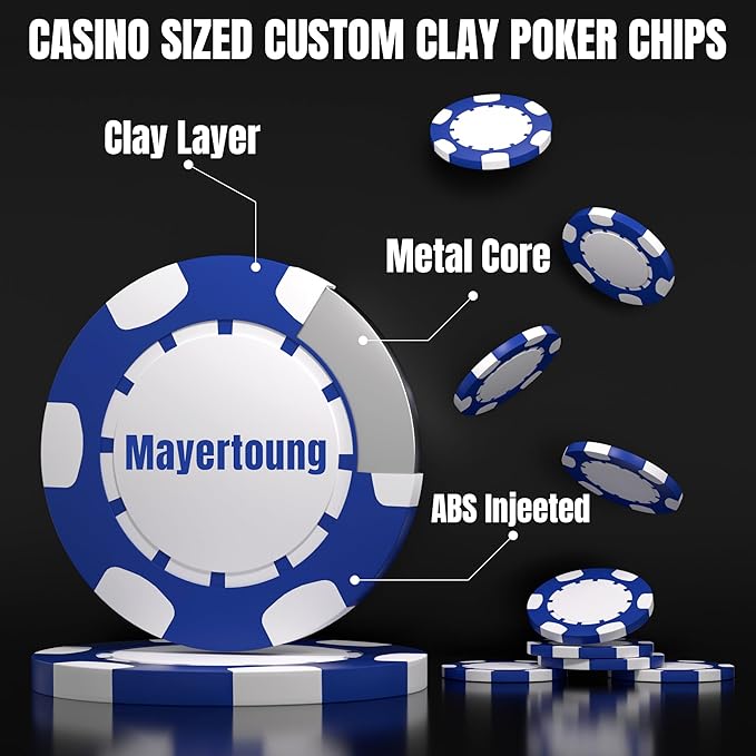 25 Custom Clay Poker Chips, 40mm Heavy 11.5g Casino Sized Personalized Poker Chips with Your Logo, Image or Text, Custom Drink Tokens for Bar, Party, Tournaments, Golf Club or Events