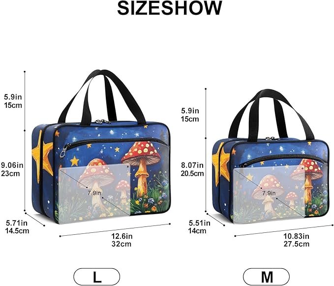 Fustylead Magic Red Amanita Mushrooms and Stars Large Medical Storage Bag with Zipper Empty First Aid Bag Trauma Kit for Traveling Hiking Camping Backpacking