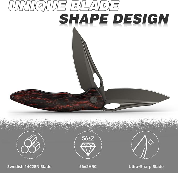 FINTISO Apollo Pocket Knife, 3.3" 14C28N Blade Damascus Pattern G10 Handle Folding Knife with Liner Lock, EDC Knife with Pocket Clip for Camping, Hunting, Survival, Unique Gift for Men Women