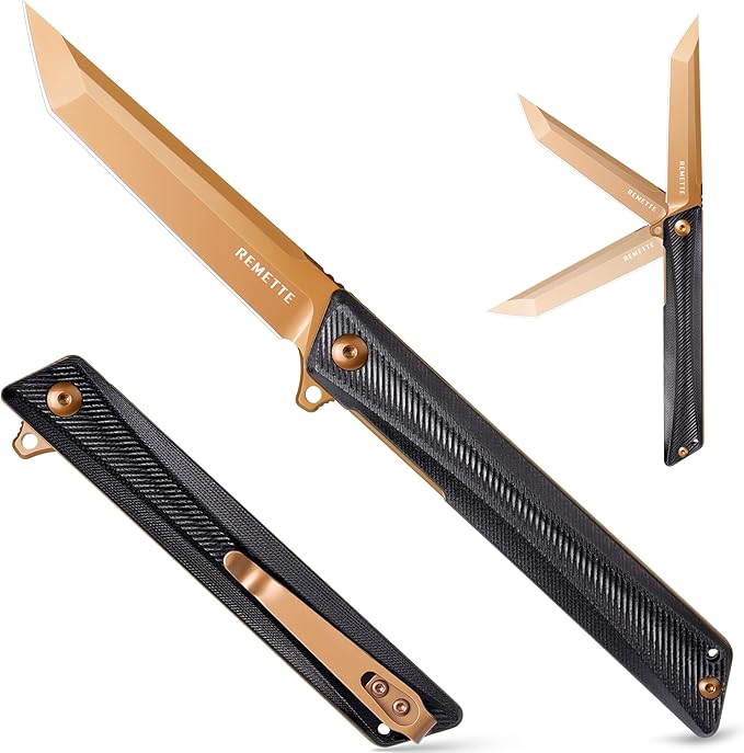 Pocket Knife GD22K, Flipper Open D2 Steel Tanto Folding knife with Durable G10 Handle,Men Women Everyday Carry EDC Knife,Sharp Camping Hiking Daily Work Knives