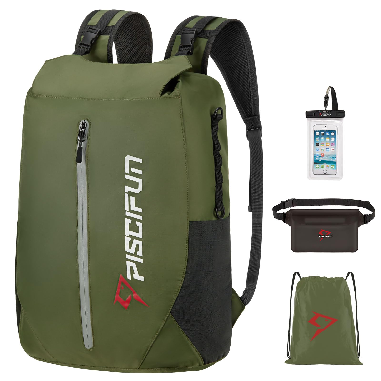 Piscifun Dry Bag Waterproof, Floating Dry Backpack, Lightweight Waterproof Dry Bag with Waist Pouch