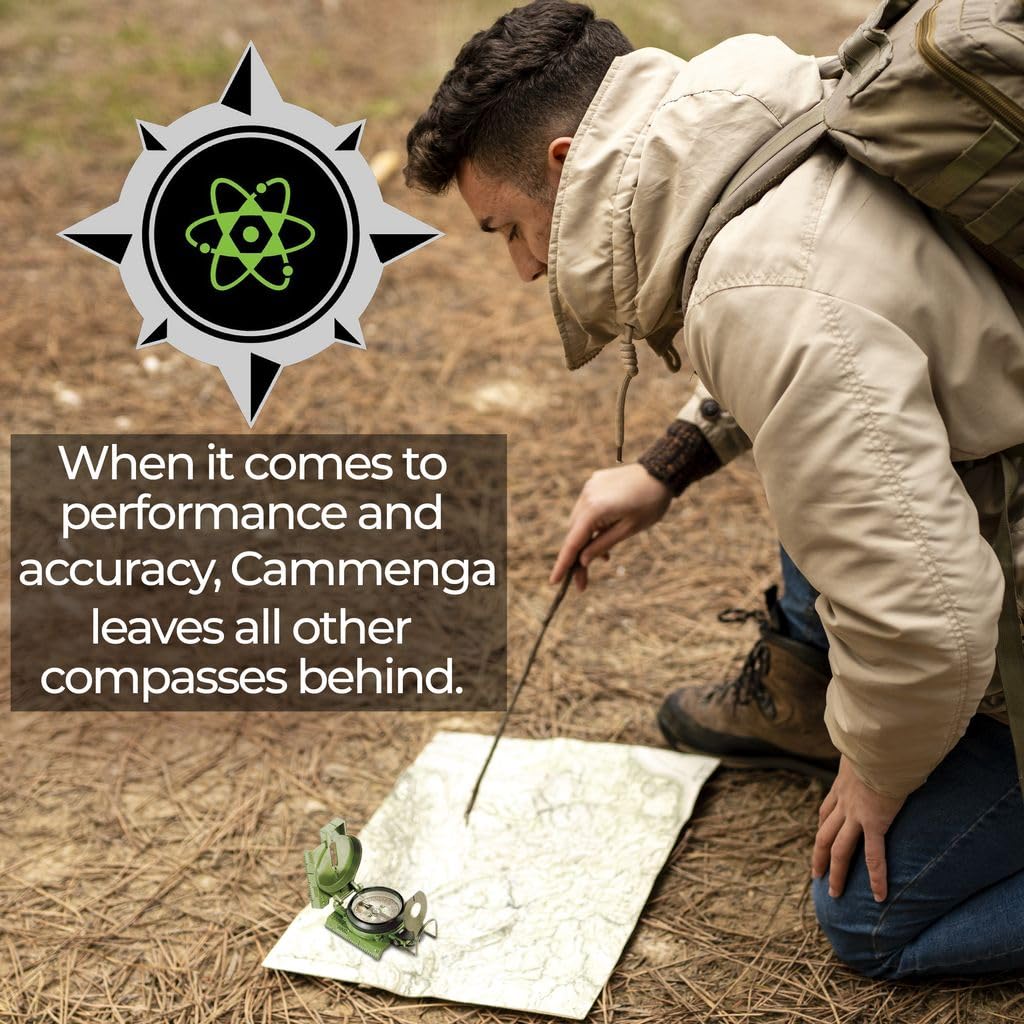 Cammenga 3H Tritium Military Lensatic Compass with Pouch, Olive Drab