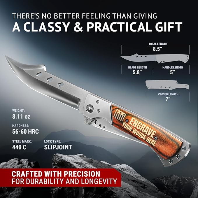 Custom Knife for Men and Women - Personalized Idea Gifts - Engraved Gifts for Dad Husband Boyfriend Wife Girlfriend - Customized Pocket Knives for Birthday - Best Unique Present 4172 PS