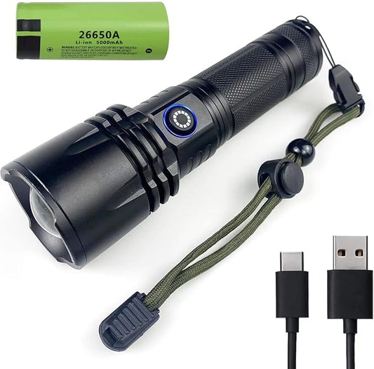 Zoomable Handheld Flashlight High Lumens Rechargeable Tactical Flashlights Long Range Super Bright Torch High Power Multi-Function Led Emergency Handheld Flashlight