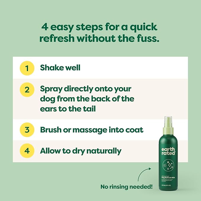Earth Rated Dog Deodorizing Conditioner Spray, Conditioning & Odor-Eliminating Perfume for Dogs, for All Coat Types, Refreshing White Tea & Basil Scent, 8 oz